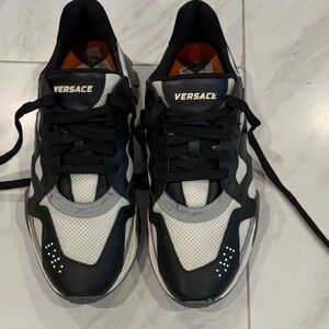 Versace Black and White Athletic Shoes
